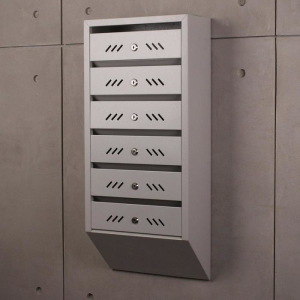 Ящик почтовый многосекционный, 6 секций, с задней стенкой, серый Ящик почтовый многосекционный, 6 секций, с задней стенкой, серый