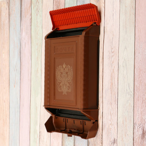 Ящик почтовый, пластиковый, «Премиум», с щеколдой, с накладкой, коричневый Ящик почтовый, пластиковый, «Премиум», с щеколдой, с накладкой, коричневый