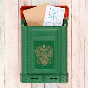 Ящик почтовый, пластиковый, «Премиум», с щеколдой, с накладкой, зелёный Ящик почтовый, пластиковый, «Премиум», с щеколдой, с накладкой, зелёный