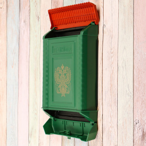 Ящик почтовый, пластиковый, «Премиум», с щеколдой, с накладкой, зелёный Ящик почтовый, пластиковый, «Премиум», с щеколдой, с накладкой, зелёный