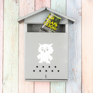 Ящик почтовый с щеколдой, вертикальный «Домик», серый Ящик почтовый с щеколдой, вертикальный «Домик», серый