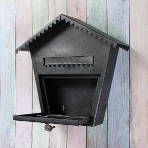 Ящик почтовый с замком, вертикальный, «Варшава 2», чёрный муар Ящик почтовый с замком, вертикальный, «Варшава 2», чёрный муар