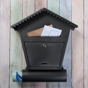 Ящик почтовый с замком, вертикальный, «Варшава», чёрный муар Ящик почтовый с замком, вертикальный, «Варшава», чёрный муар