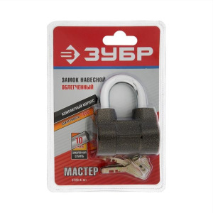 Замок навесной "ЗУБР" МАСТЕР, 60 мм, облегченный, диск. мех., ключ 7 PIN, дужка d=10 мм Замок навесной "ЗУБР" МАСТЕР, 60 мм, облегченный, диск. мех., ключ 7 PIN, дужка d=10 мм
