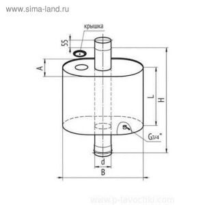 Бак на трубе для печи 43 л, d 115 мм, нержавейка 0.8 мм (штуцер 3/4") Бак на трубе для печи 43 л, d 115 мм, нержавейка 0.8 мм (штуцер 3/4")