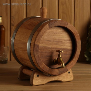 Бочка дубовая на подставке, 3л, нержавеющий обруч, кран из латуни, покрыта льняным маслом Бочка дубовая на подставке, 3л, нержавеющий обруч, кран из латуни, покрыта льняным маслом