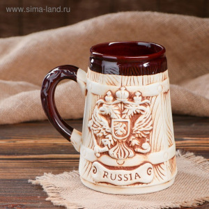Бокал "Герб России", бочка, под шамот, 0.9 л, микс Бокал "Герб России", бочка, под шамот, 0.9 л, микс