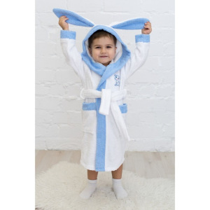 Халат детский «Зайчик», рост 98 см, белый+голубой, махра Халат детский «Зайчик», рост 98 см, белый+голубой, махра