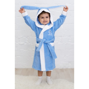 Халат детский «Зайчик», рост 98 см, голубой+белый, махра Халат детский «Зайчик», рост 98 см, голубой+белый, махра