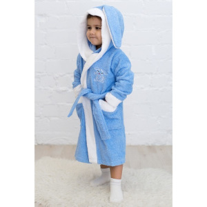 Халат детский «Зайчик», рост 98 см, голубой+белый, махра Халат детский «Зайчик», рост 98 см, голубой+белый, махра