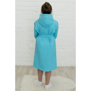 Халат для девочки, рост 146 см, бирюзовый, вафля Халат для девочки, рост 146 см, бирюзовый, вафля