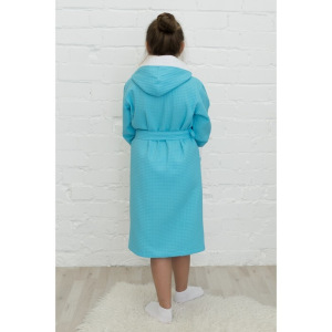 Халат для девочки, рост 146 см, бирюзовый, вафля Халат для девочки, рост 146 см, бирюзовый, вафля