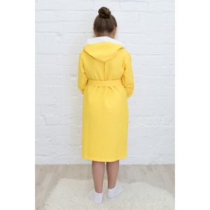 Халат для девочки, рост 146 см, лимонный, вафля Халат для девочки, рост 146 см, лимонный, вафля