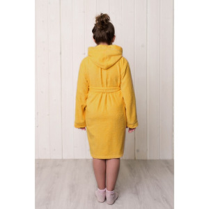 Халат для девочки с капюшоном, цвет жёлтый, рост 122, махра Халат для девочки с капюшоном, цвет жёлтый, рост 122, махра