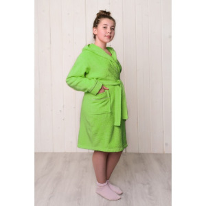 Халат для девочки с капюшоном, рост 116 см, салатовый, махра Халат для девочки с капюшоном, рост 116 см, салатовый, махра