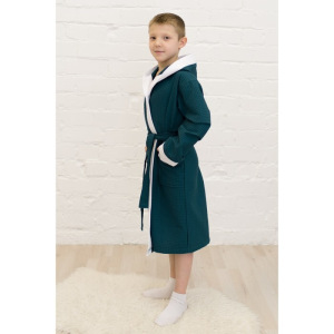 Халат для мальчика, рост 146 см, изумрудный, вафля Халат для мальчика, рост 146 см, изумрудный, вафля