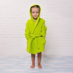 Халат махровый детский, размер 28, цвет салатовый, 340 г/м2 хл.100% с AIRO Халат махровый детский, размер 28, цвет салатовый, 340 г/м2 хл.100% с AIRO