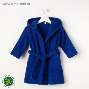 Халат махровый детский, размер 28, цвет синий, 340 г/м2 хл.100% с AIRO Халат махровый детский, размер 28, цвет синий, 340 г/м2 хл.100% с AIRO