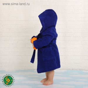 Халат махровый детский, размер 28, цвет синий, 340 г/м2 хл.100% с AIRO Халат махровый детский, размер 28, цвет синий, 340 г/м2 хл.100% с AIRO