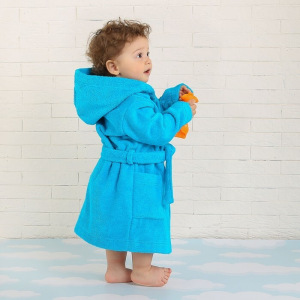 Халат махровый детский, размер 32, цвет морской, 340 г/м2 хл.100% с AIRO Халат махровый детский, размер 32, цвет морской, 340 г/м2 хл.100% с AIRO