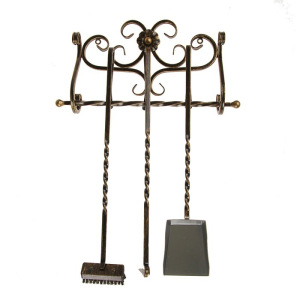 Каминный набор настенный, кованый, цвет бронза, 3 предмета: кочерга, совок, метёлка Каминный набор настенный, кованый, цвет бронза, 3 предмета: кочерга, совок, метёлка