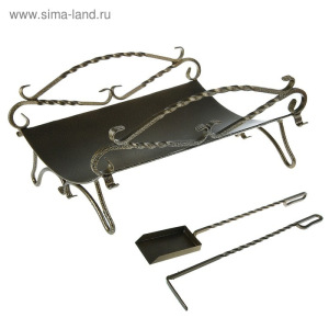 Каминный набор с дровницей кованый "Ажур" 2 предмета: кочерга, совок Каминный набор с дровницей кованый "Ажур" 2 предмета: кочерга, совок