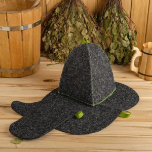 Комплект Банный (шапка, варежка, коврик, войлок) серый арт Б16-1 Комплект Банный (шапка, варежка, коврик, войлок) серый арт Б16-1