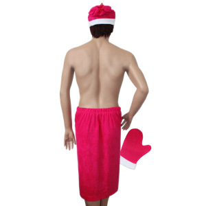 Комплект для сауны с вышив муж Дед Мороз (килт 80х150, вареж, шапка), махра 190г/м хл100% Комплект для сауны с вышив муж Дед Мороз (килт 80х150, вареж, шапка), махра 190г/м хл100%