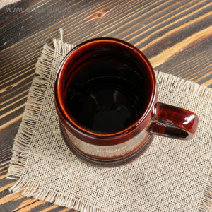 Кружка для пива, художественная роспись, коричневая, 0,9 л Кружка для пива, художественная роспись, коричневая, 0,9 л