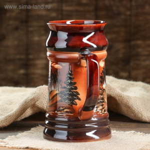 Кружка для пива, художественная роспись, коричневая, 0,9 л Кружка для пива, художественная роспись, коричневая, 0,9 л