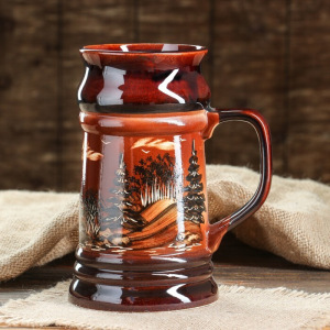 Кружка для пива, художественная роспись, коричневая, 0,9 л Кружка для пива, художественная роспись, коричневая, 0,9 л