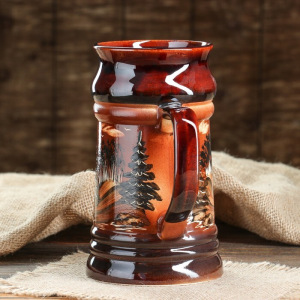 Кружка для пива, художественная роспись, коричневая, 0,9 л Кружка для пива, художественная роспись, коричневая, 0,9 л