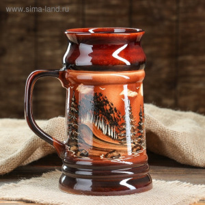 Кружка для пива, художественная роспись, коричневая, 0,9 л Кружка для пива, художественная роспись, коричневая, 0,9 л