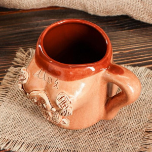 Кружка для пива "Бюст", шамот, декорированная глиной, глазурь, 0.5 л, микс Кружка для пива "Бюст", шамот, декорированная глиной, глазурь, 0.5 л, микс