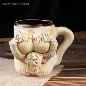 Кружка для пива "Бюст", шамот, декорированная глиной, глазурь, 0.5 л, микс Кружка для пива "Бюст", шамот, декорированная глиной, глазурь, 0.5 л, микс