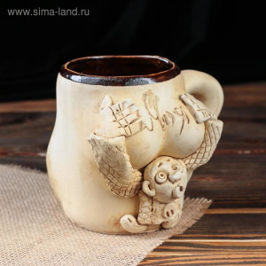 Кружка для пива "Бюст", шамот, декорированная глиной, глазурь, 0.5 л, микс Кружка для пива "Бюст", шамот, декорированная глиной, глазурь, 0.5 л, микс