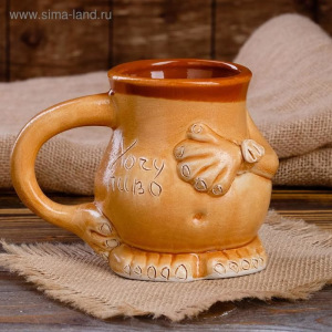 Кружка для пива "Пузо", под шамот, декорированная глиной, 0.5 л, микс Кружка для пива "Пузо", под шамот, декорированная глиной, 0.5 л, микс