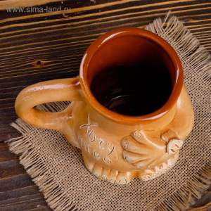 Кружка для пива "Пузо", под шамот, декорированная глиной, 0.5 л, микс Кружка для пива "Пузо", под шамот, декорированная глиной, 0.5 л, микс