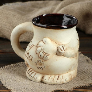 Кружка для пива "Пузо", под шамот, декорированная глиной, 0.5 л, микс Кружка для пива "Пузо", под шамот, декорированная глиной, 0.5 л, микс