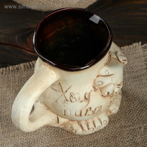 Кружка для пива "Пузо", под шамот, декорированная глиной, 0.5 л, микс Кружка для пива "Пузо", под шамот, декорированная глиной, 0.5 л, микс