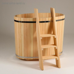 Купель кедровая, 2-х местная с лестницей, 140х80х115 см Купель кедровая, 2-х местная с лестницей, 140х80х115 см