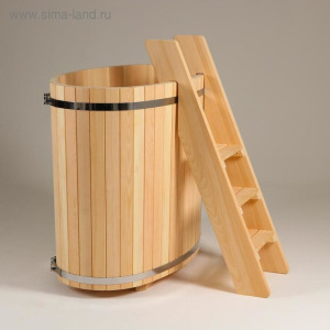 Купель кедровая, 2-х местная с лестницей, 140х80х115 см Купель кедровая, 2-х местная с лестницей, 140х80х115 см
