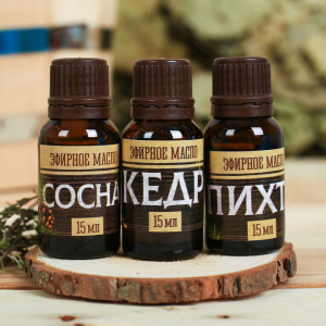 Набор 3 эфирных масла 15 мл "Лучшему банщику" сосна, кедр, пихта Набор 3 эфирных масла 15 мл "Лучшему банщику" сосна, кедр, пихта