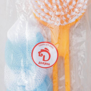 Набор банный, 2 предмета: мочалка, щётка банная, цвет МИКС Набор банный, 2 предмета: мочалка, щётка банная, цвет МИКС