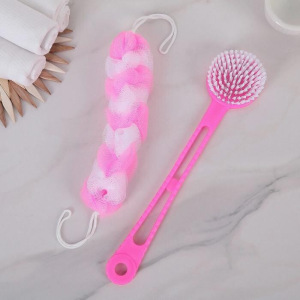 Набор банный, 2 предмета: мочалка, щётка банная, цвет МИКС Набор банный, 2 предмета: мочалка, щётка банная, цвет МИКС