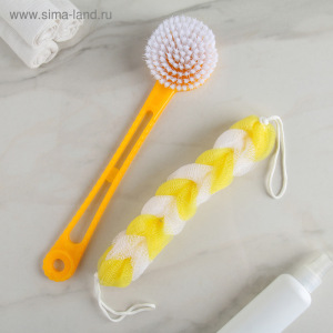 Набор банный, 2 предмета: мочалка, щётка банная, цвет МИКС Набор банный, 2 предмета: мочалка, щётка банная, цвет МИКС