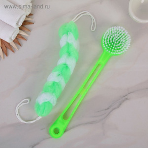 Набор банный, 2 предмета: мочалка, щётка банная, цвет МИКС Набор банный, 2 предмета: мочалка, щётка банная, цвет МИКС