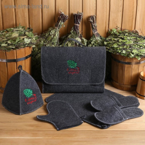 Набор банный портфель 5 предметов "С Лёгким паром, с веником", серый Набор банный портфель 5 предметов "С Лёгким паром, с веником", серый