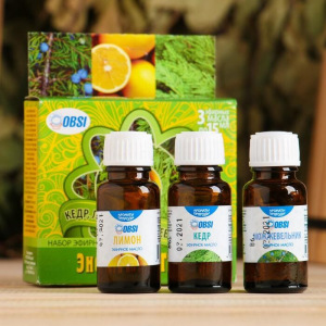 Набор эфирных масел 3х15мл "ЭНЕРГИЯ и ТОНУС" кедр, лимон, можжевельник Набор эфирных масел 3х15мл "ЭНЕРГИЯ и ТОНУС" кедр, лимон, можжевельник
