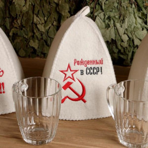 Набор Кружка СССР + шапка для бани МИКС Набор Кружка СССР + шапка для бани МИКС